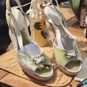 Montego Bay Club Floral Green Wedge Sandals